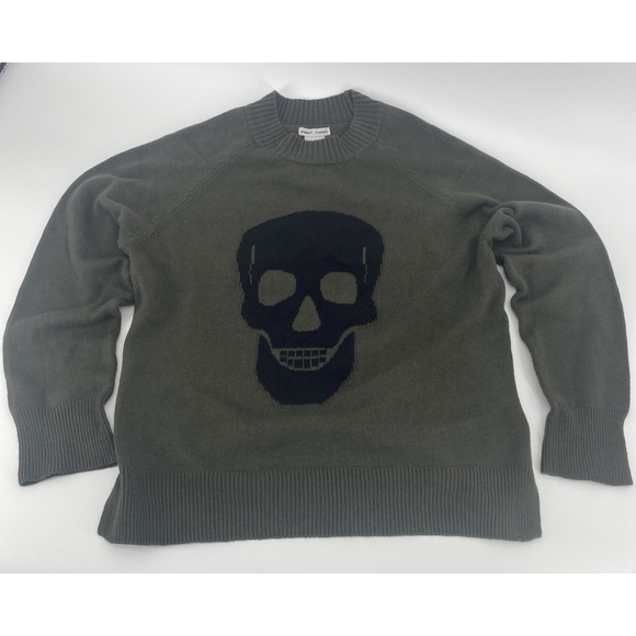 SWEET ROMEO  Skull Graphic Pullover Sweater Long Sleeve Military Green Womens LG - Picture 5 of 8